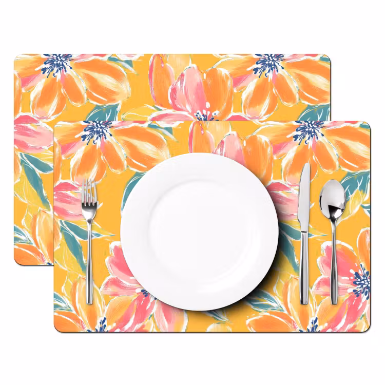 Placemat - 6 stuks - Textuur - Bloemen - Kleurrijk — 2
