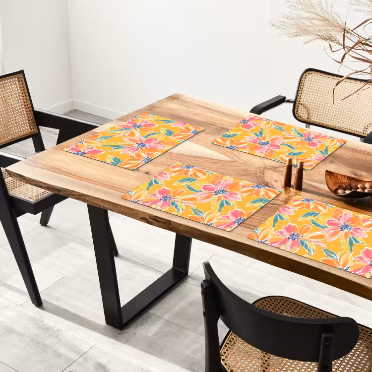 Placemat - 6 stuks - Textuur - Bloemen - Kleurrijk — 5