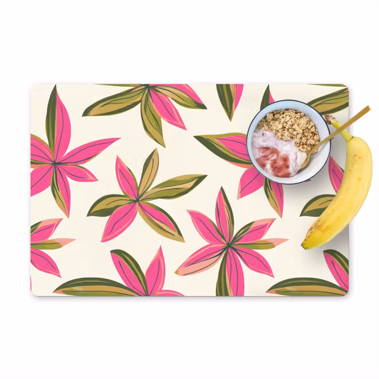 Placemat - 6 stuks - Tropisch - Bloem - Roze — 1