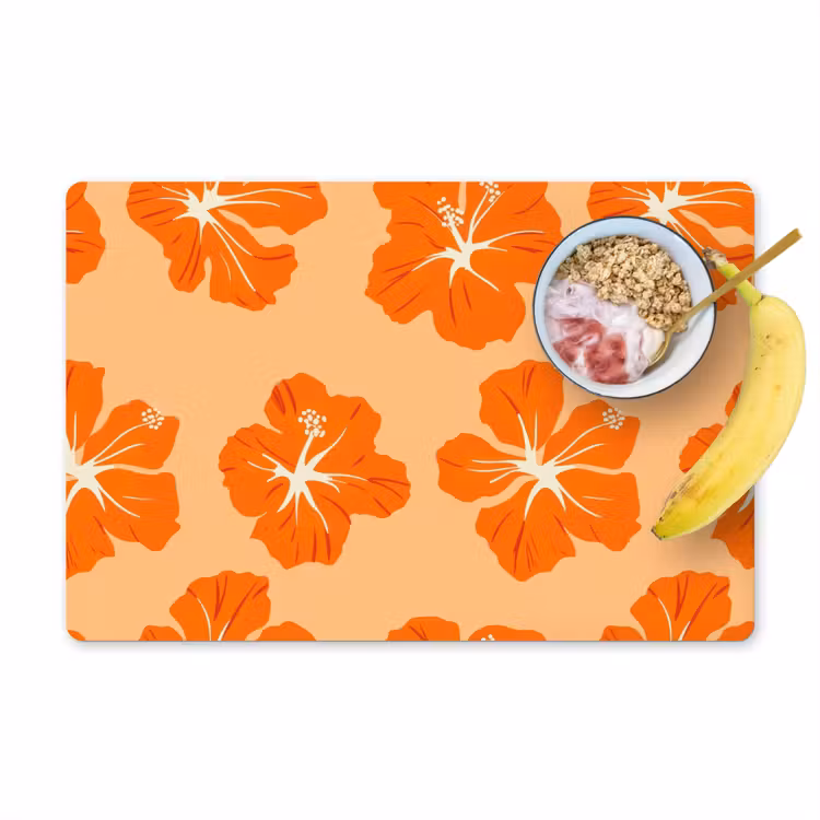 Placemat - 6 stuks - Tropisch - Hibiscus - Oranje — 1