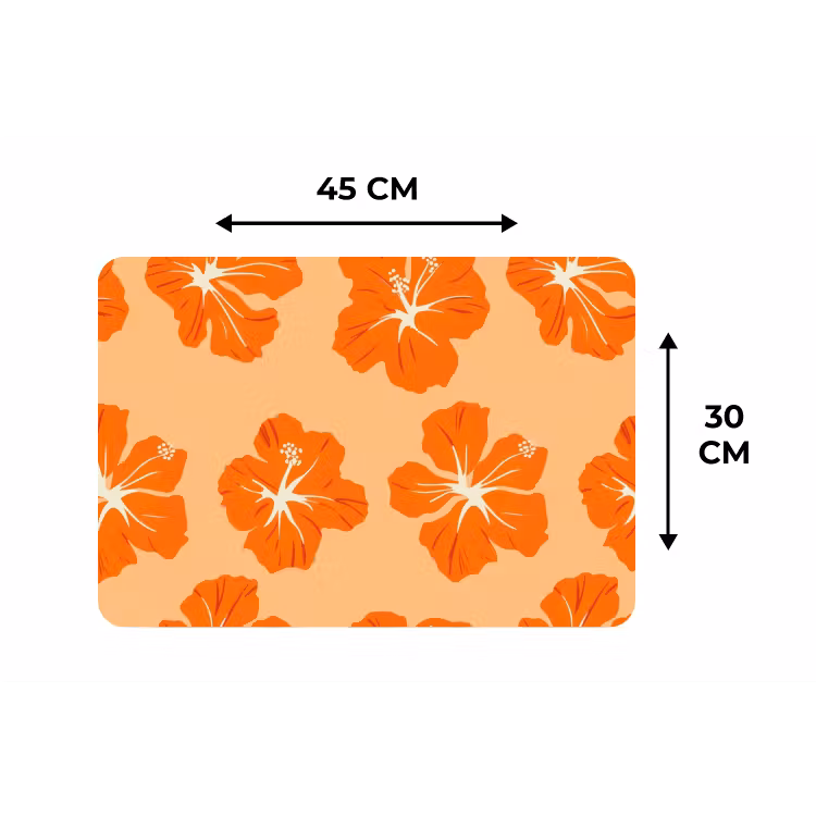 Placemat - 6 stuks - Tropisch - Hibiscus - Oranje — 3