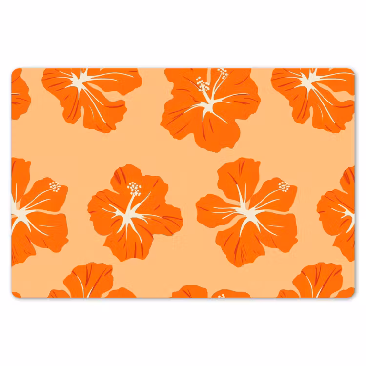 Placemat - 6 stuks - Tropisch - Hibiscus - Oranje — 7