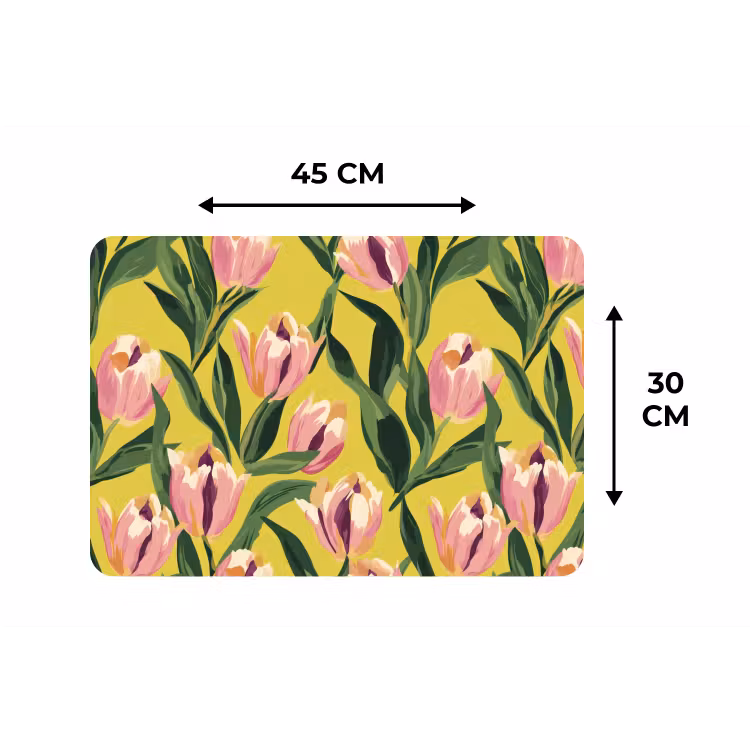 Placemat - 6 stuks - Tulpen - Botanisch - Geel — 3