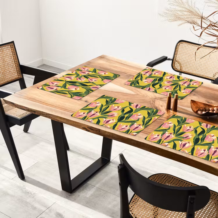 Placemat - 6 stuks - Tulpen - Botanisch - Geel — 5