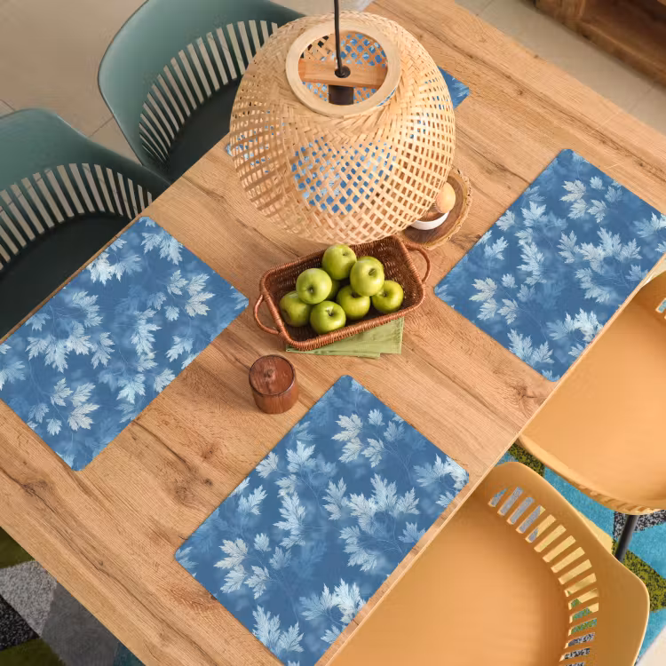 Placemat - 6 stuks - Varen - Botanisch - Patroon - Grijsblauw — 6