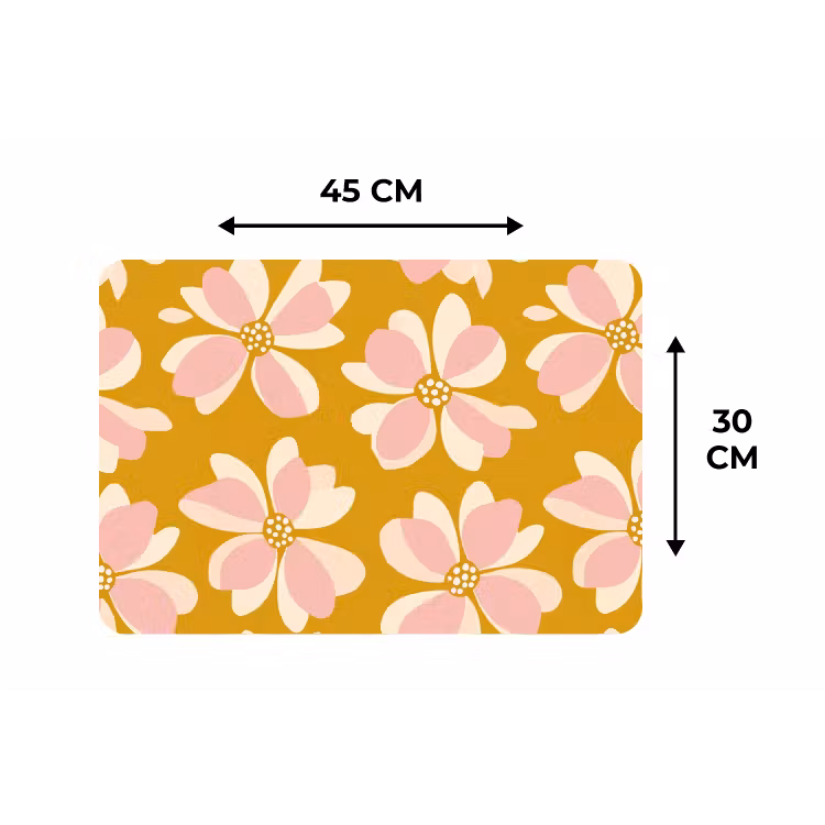 Placemat - 6 stuks - Vintage - Bloemen - Okergeel — 3