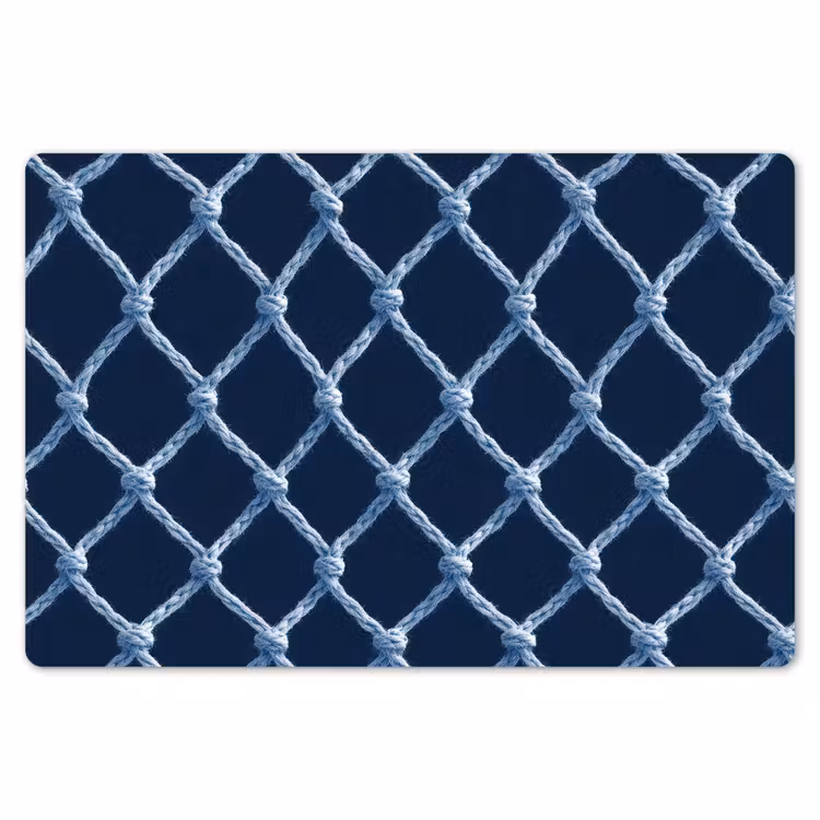 Placemat - 6 stuks - Visnet - Touw - Patroon - Marineblauw — 7