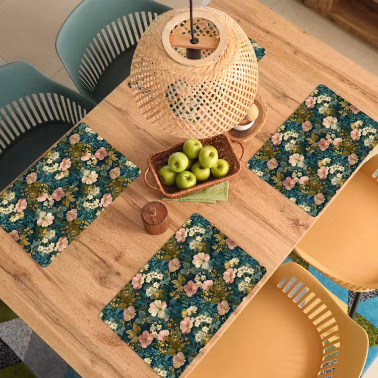 Placemat - 6 stuks - Wilde bloemen - Botanisch - Patroon - Roze - Romantisch — 6
