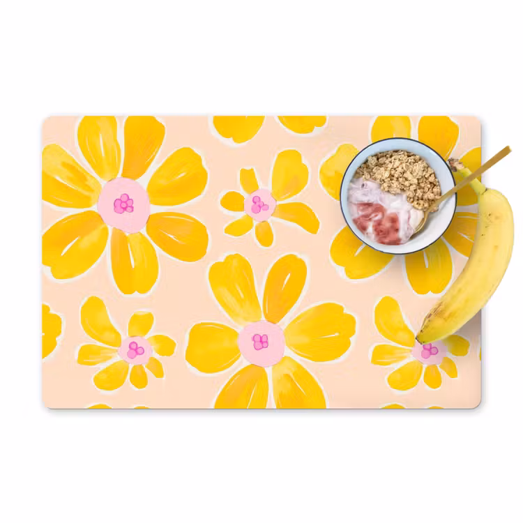 Placemat - 6 stuks - Zomers - Bloemen - Geel — 1