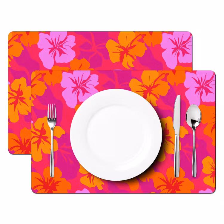 Placemat - 6 stuks - Zomers - Hibiscus - Kleurrijk — 2