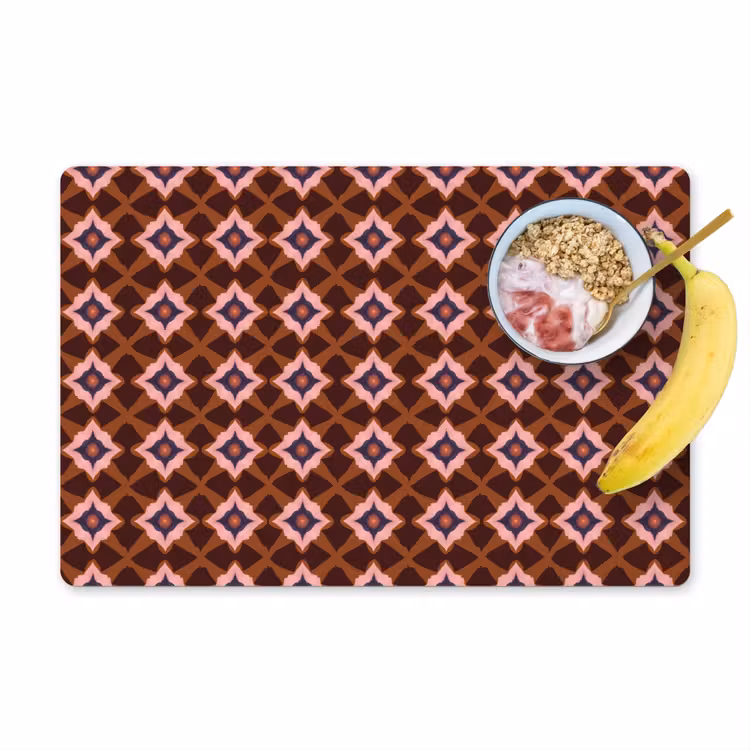 Placemat - 6 stuks - Geometrisch - Sierlijk - Bruin — 1