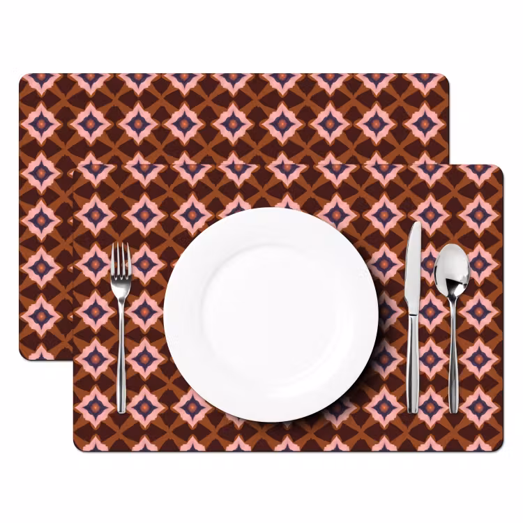 Placemat - 6 stuks - Geometrisch - Sierlijk - Bruin — 2