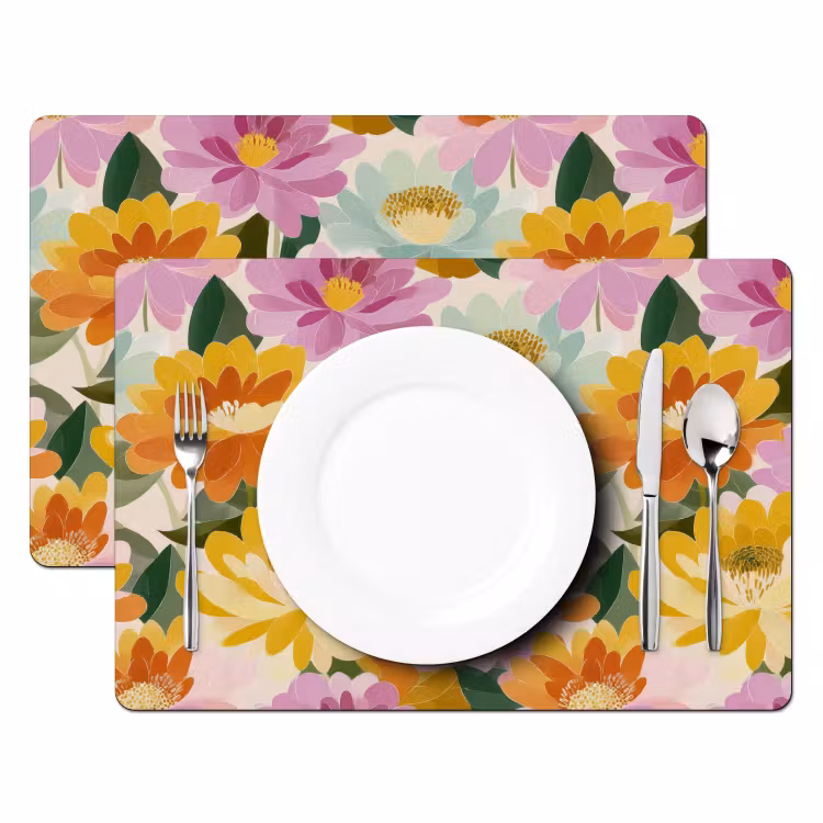 Placemat - 6 stuks - Lelies - Aquarel - Pastel — 2