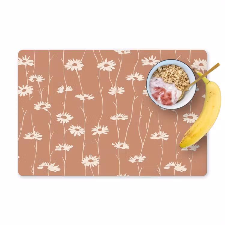 Placemat - 6 stuks - Madeliefjes - Subtiel - Terracotta — 1
