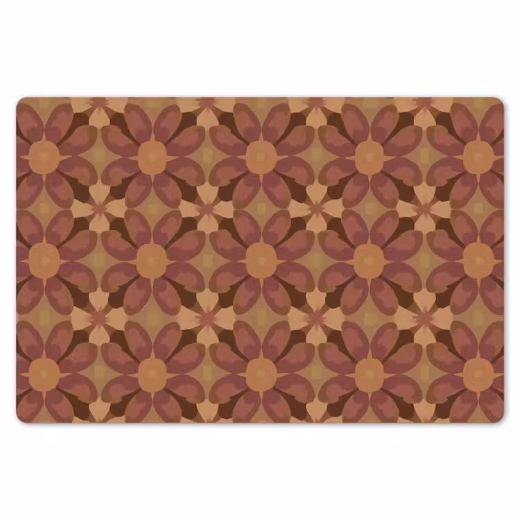 Placemat - 6 stuks - Retro - Bloemen - Bruin — 7