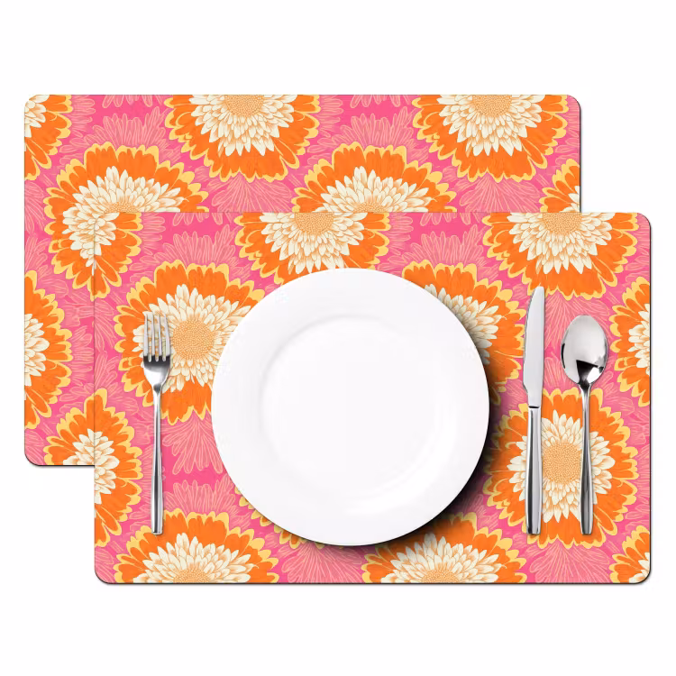 Placemat - 6 stuks - Retro - Bloemen - Kleurrijk — 2