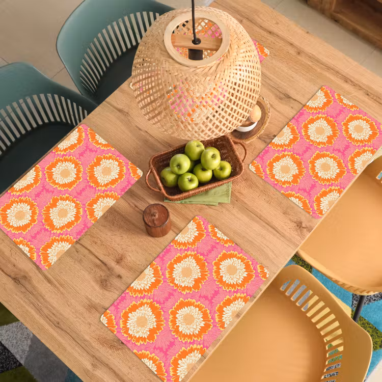 Placemat - 6 stuks - Retro - Bloemen - Kleurrijk — 6