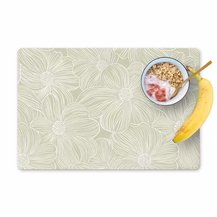 Placemat - 6 stuks - Sereen - Bloemen - Groen — 1