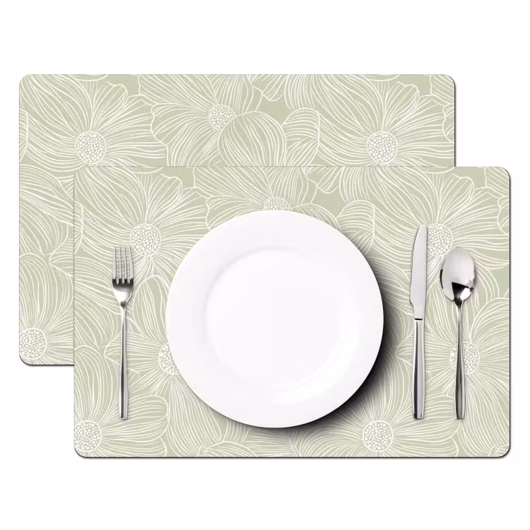 Placemat - 6 stuks - Sereen - Bloemen - Groen — 2