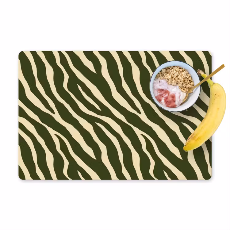 Placemat - 6 stuks - Zebra - Patroon - Groen — 1