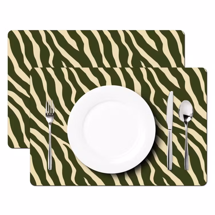 Placemat - 6 stuks - Zebra - Patroon - Groen — 2