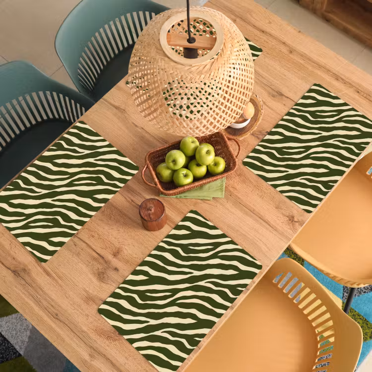 Placemat - 6 stuks - Zebra - Patroon - Groen — 6