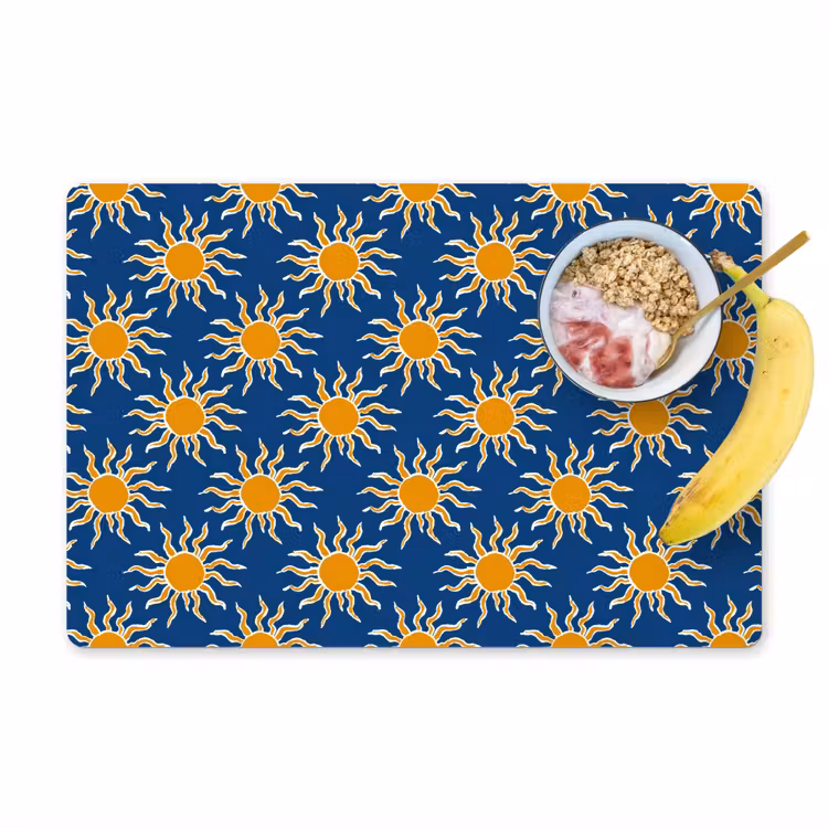 Placemat - 6 stuks - Zon - Patroon - Blauw — 1