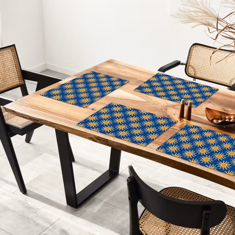 Placemat - 6 stuks - Zon - Patroon - Blauw — 5