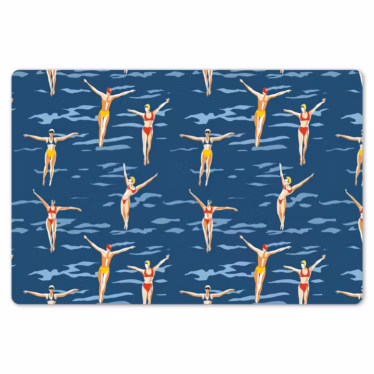 Placemat - 6 stuks - Zwemsters- Retro - Blauw — 7