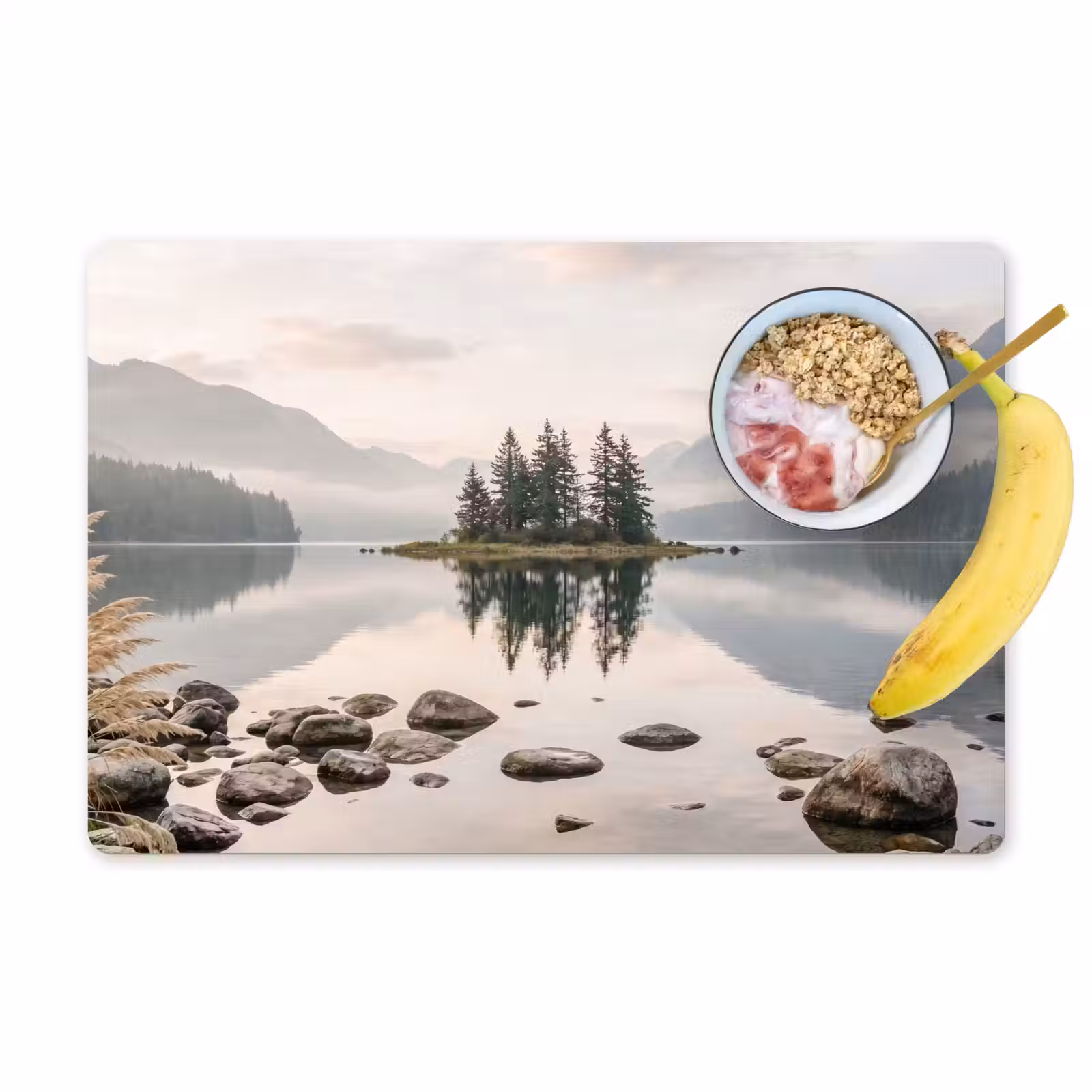 Placemat - 6 stuks - Meer - Bergen - Landschap - Groen — 1