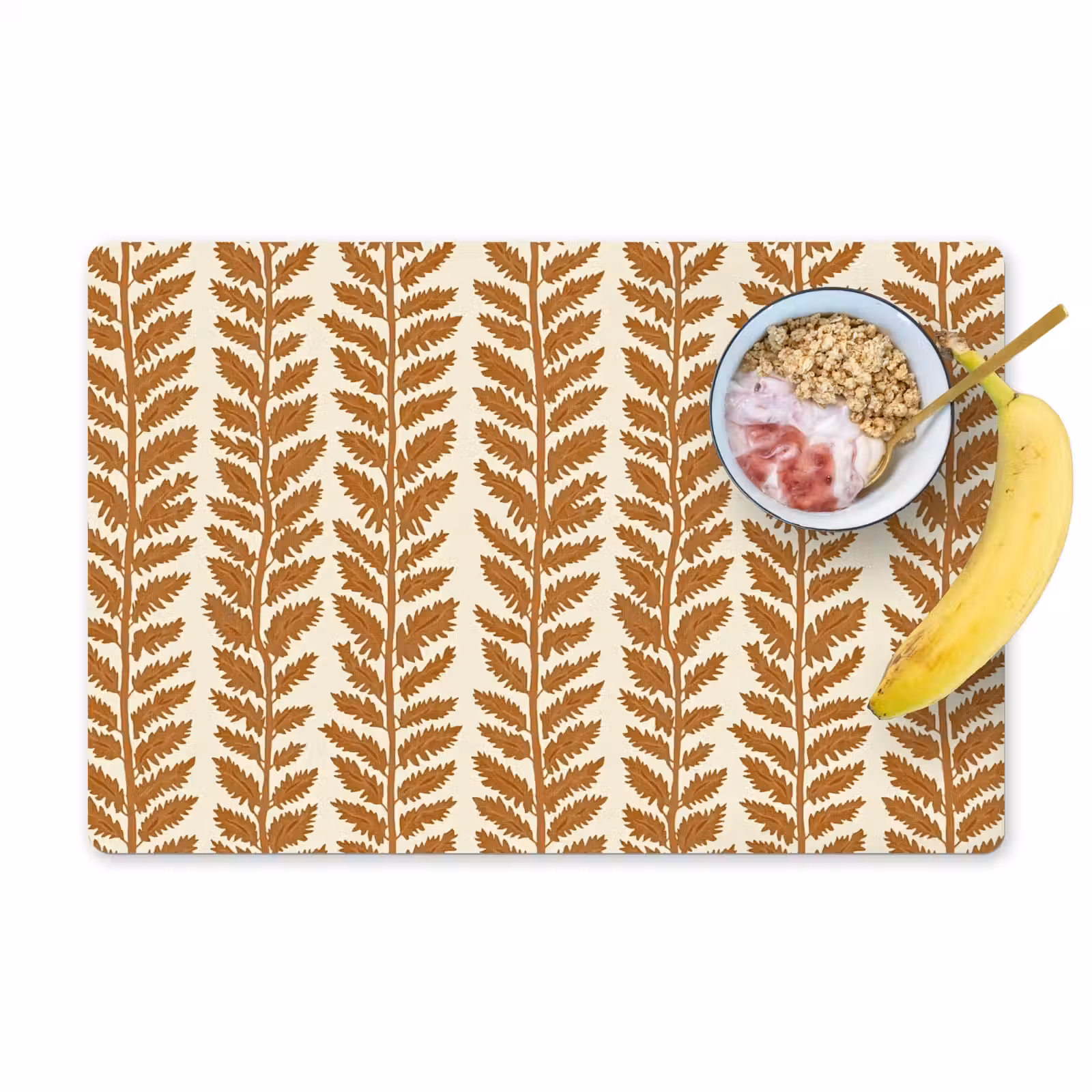 Placemat - 6 stuks - Textuur - Bladeren - Oker — 1