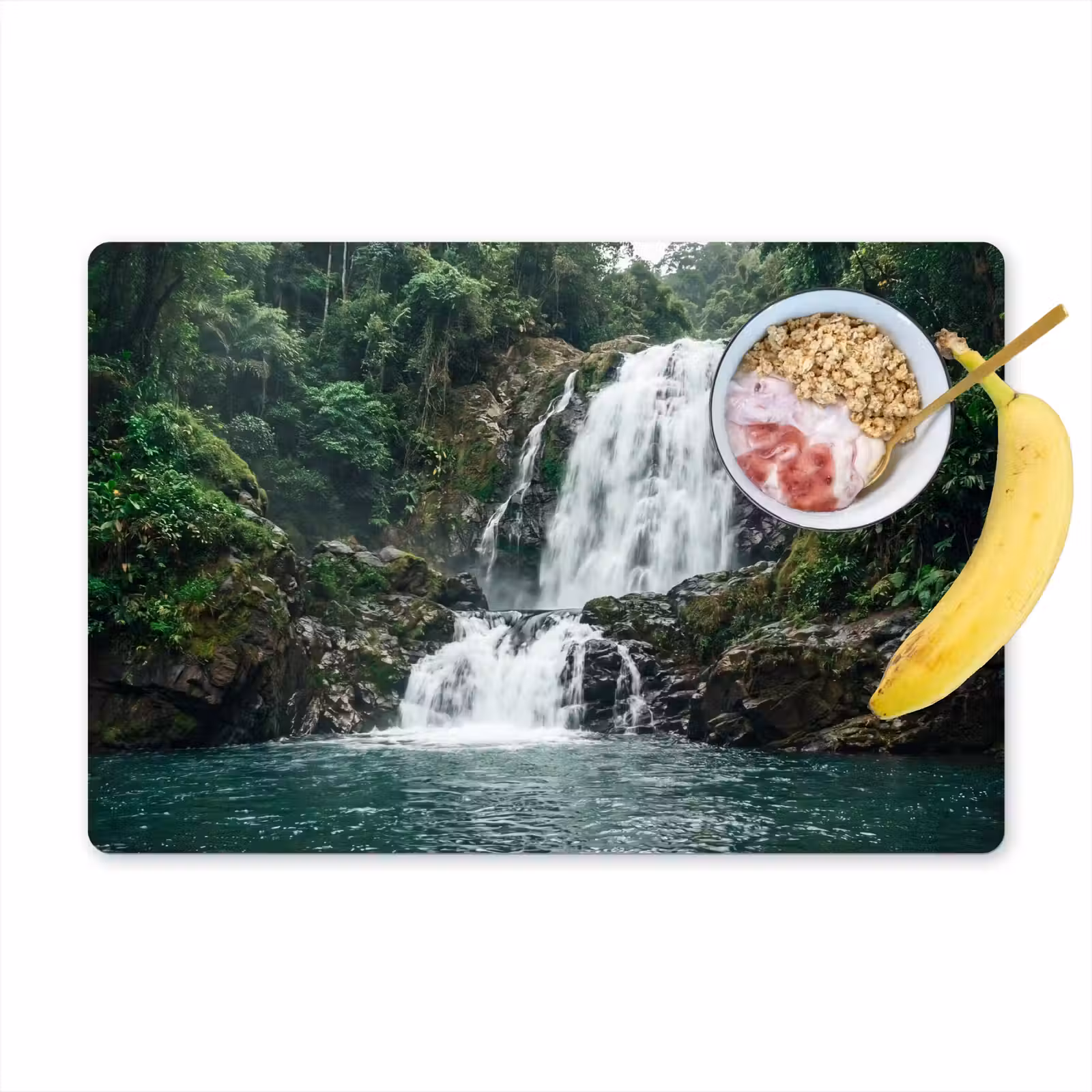 Placemat - 6 stuks - Waterval - Bos - Natuur - Groen — 1
