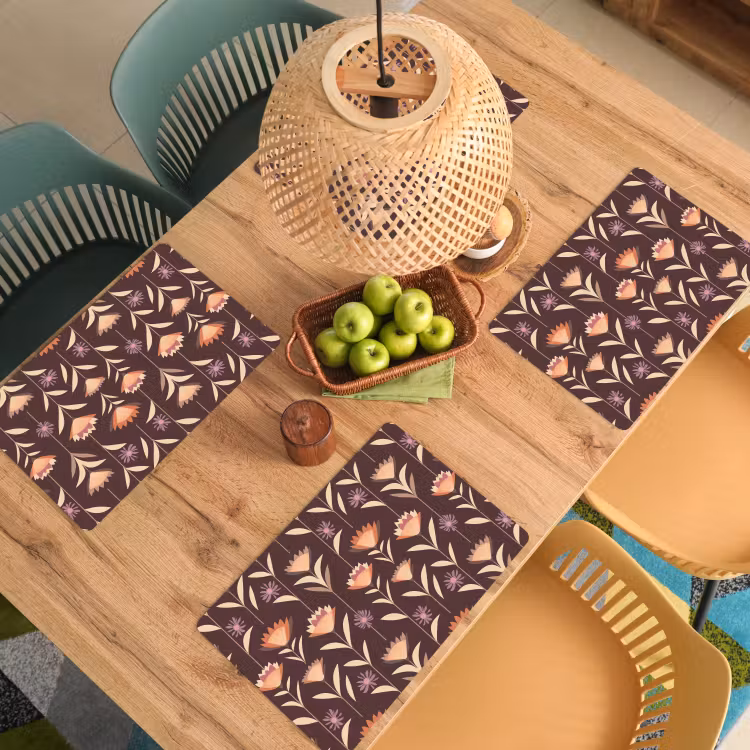 Placemat - 6 stuks - Elegant - Retro - Bruin — 6