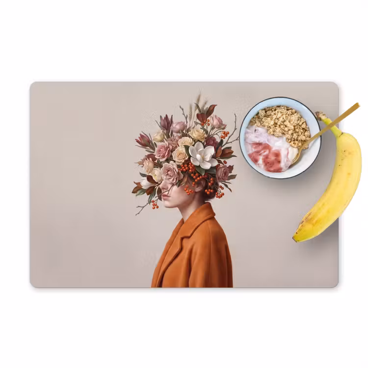 Placemat - 6 stuks - Gezicht - Boeket - Kleurrijk — 1