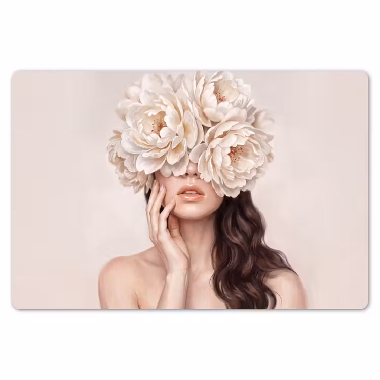 Placemat - 6 stuks - Gezicht - Pioenrozen - Crème — 7