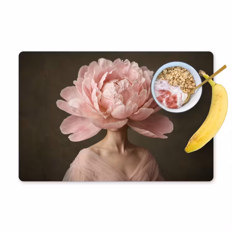 Placemat - 6 stuks - Gezicht - Roos - Roze — 1