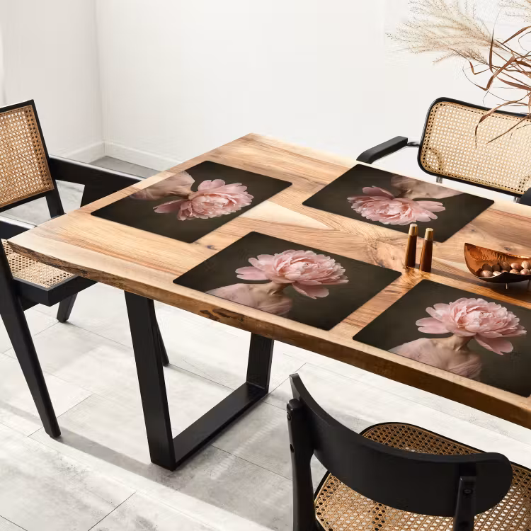 Placemat - 6 stuks - Gezicht - Roos - Roze — 5