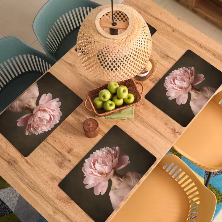 Placemat - 6 stuks - Gezicht - Roos - Roze — 6