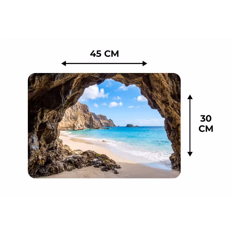 Placemat - 6 stuks - Grot - Strand - Zee - Blauw — 3