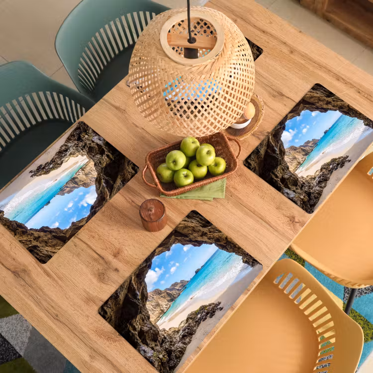 Placemat - 6 stuks - Grot - Strand - Zee - Blauw — 6