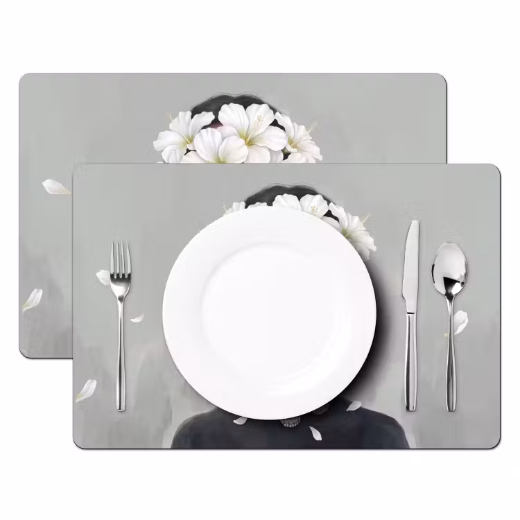 Placemat - 6 stuks - Lelies - Portret - Wit — 2