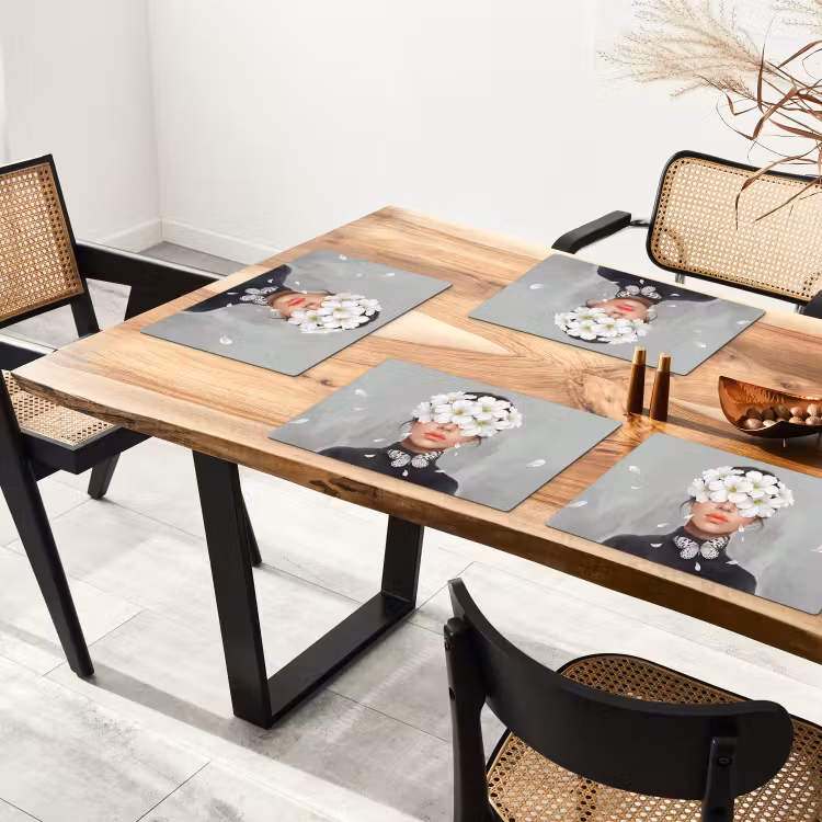 Placemat - 6 stuks - Lelies - Portret - Wit — 5