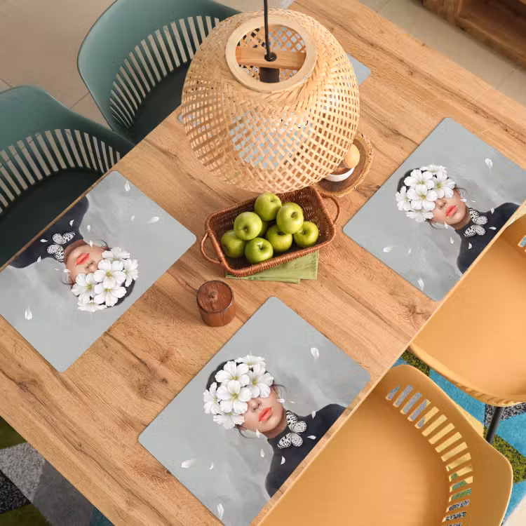 Placemat - 6 stuks - Lelies - Portret - Wit — 6