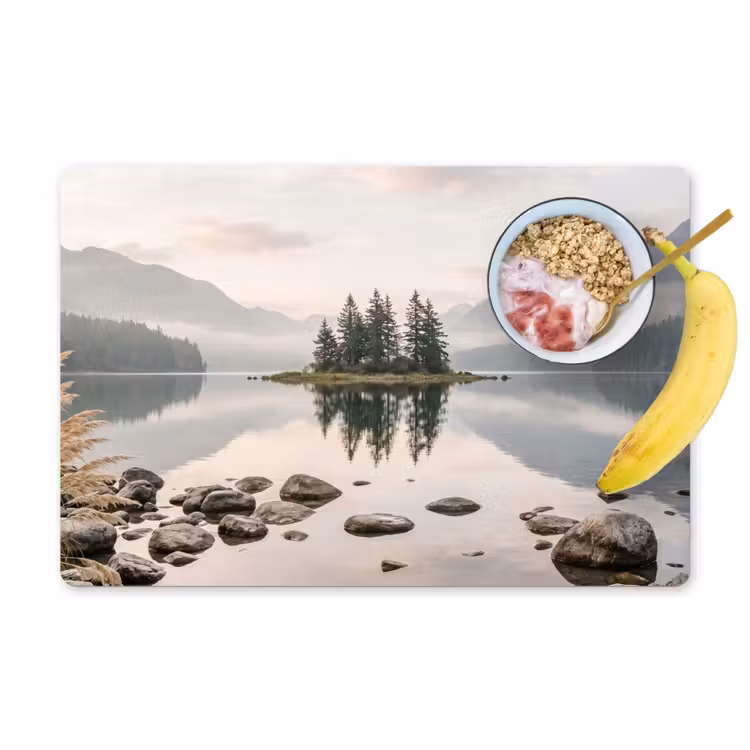 Placemat - 6 stuks - Meer - Bergen - Landschap - Groen — 1