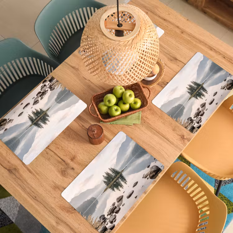 Placemat - 6 stuks - Meer - Bergen - Landschap - Groen — 6