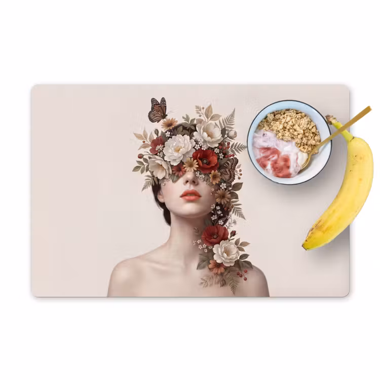 Placemat - 6 stuks - Portret - Bloemen - Cremé — 1