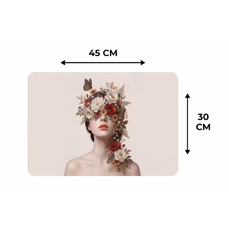 Placemat - 6 stuks - Portret - Bloemen - Cremé — 3