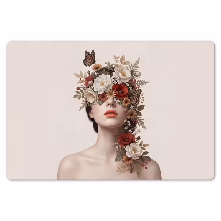 Placemat - 6 stuks - Portret - Bloemen - Cremé — 7