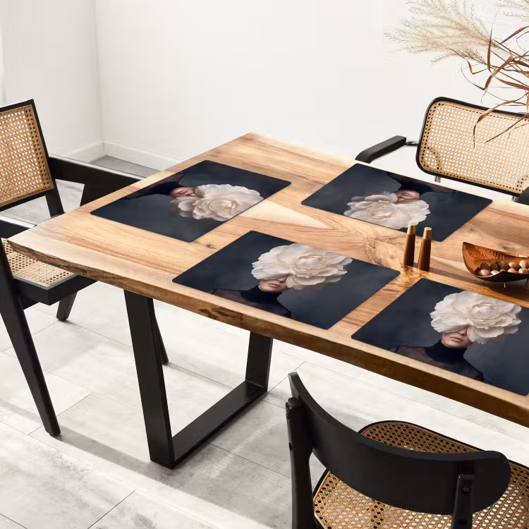 Placemat - 6 stuks - Portret - Mysterieus - Wit — 5
