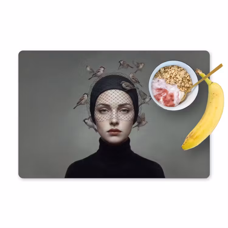 Placemat - 6 stuks - Portret - Vogels - Zwart — 1